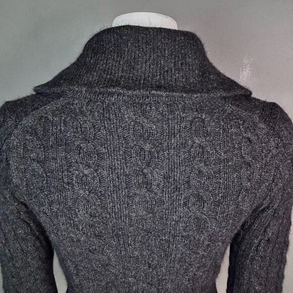 J.Crew sweater cardigan women's XS shawl Merino Angora Horse fisherman cable y2k - Picture 9 of 9